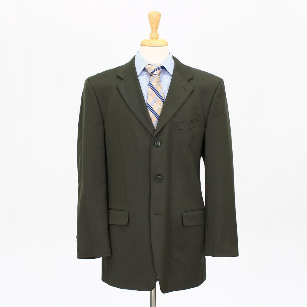 Jones New York 42L Green Solid 3-Button Sport Coat Blazer Jacket O641